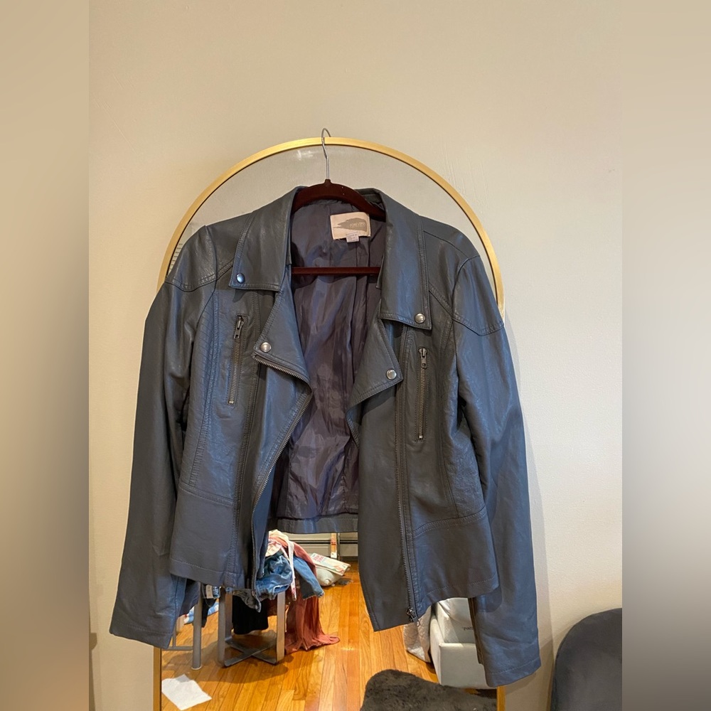 Gray leather jacket